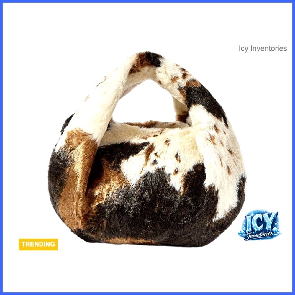 Western Cow Print Clutch Handbag Furry Purse Satchel Bag
